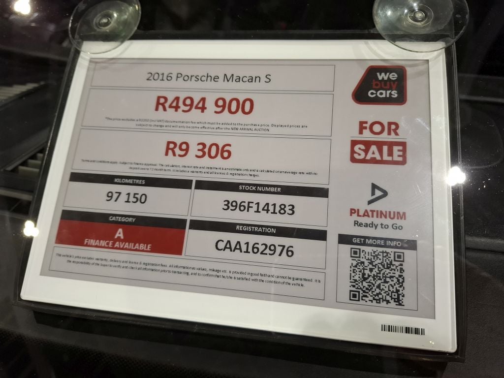 Vehicle sticker at WeBuyCars