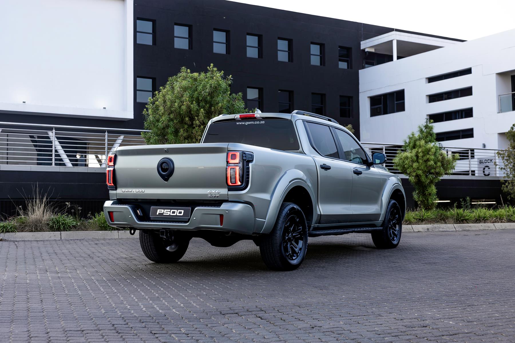 Rear look at the diesel GWM P500 bakkie