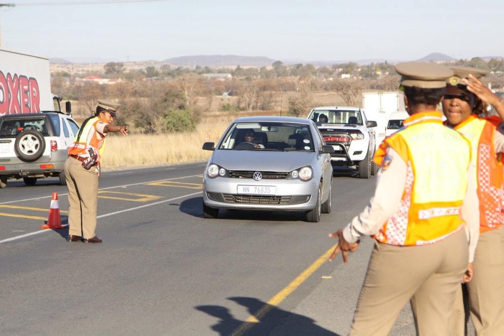 Highway road block in operation