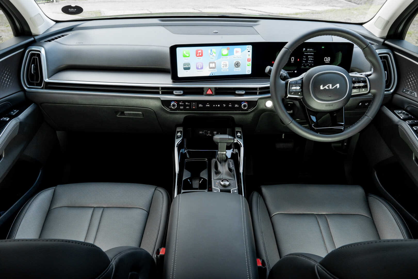 Driver view inside the revised Kia Sorento