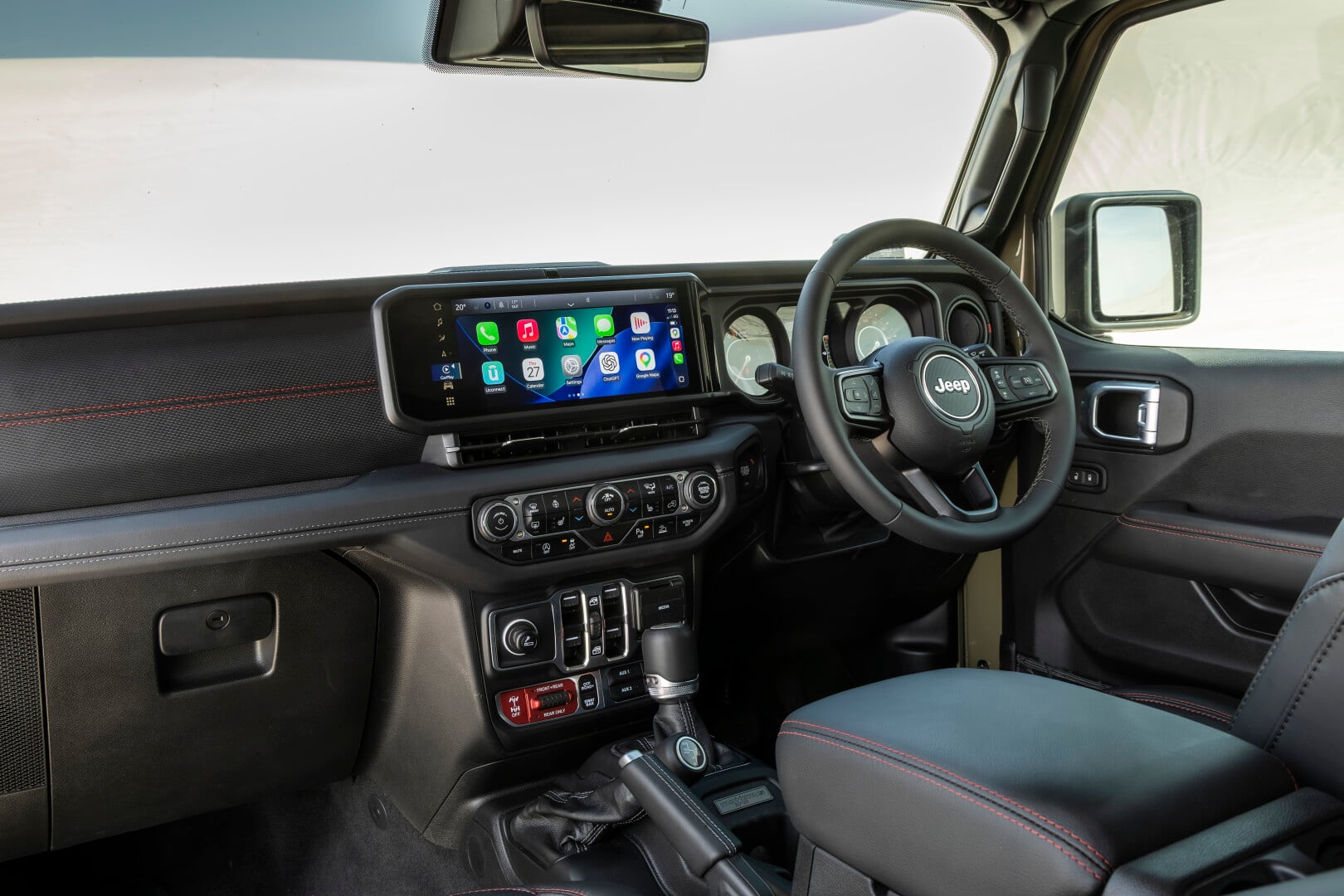 Interior of the converted six-wheel Jeep Gladiator