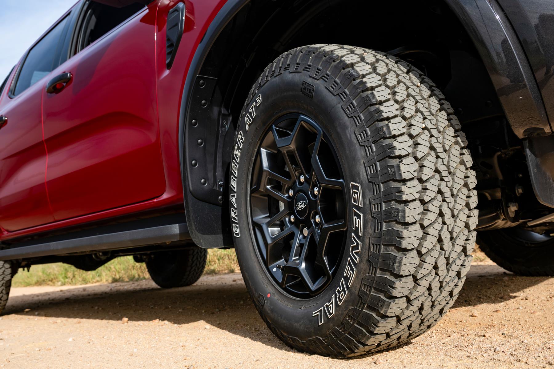 Zoomed in view of a wheel of a Ford Ranger Tremor