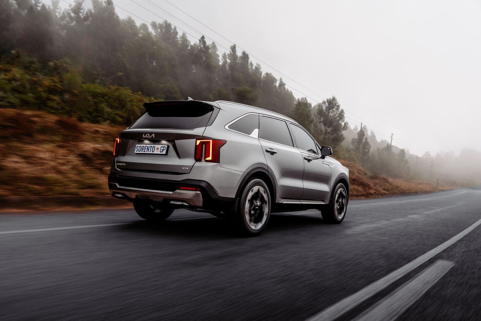Revised Kia Sorento rear view on the road