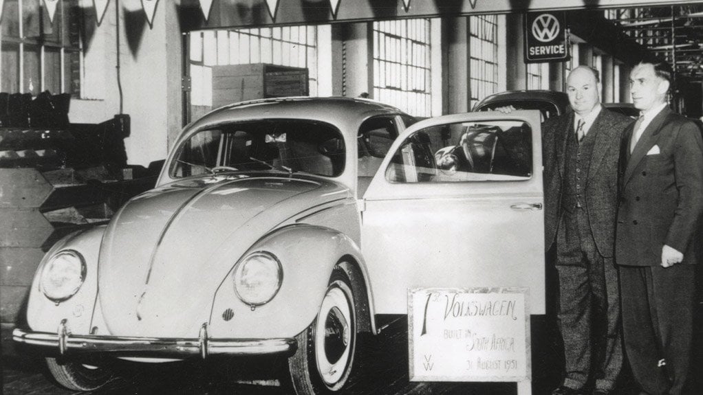 First Beetle off the line at the VW plant in 1951