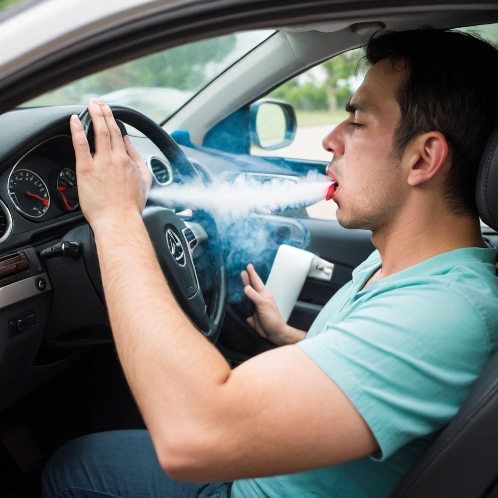 AI image of man inhaling aircon gas