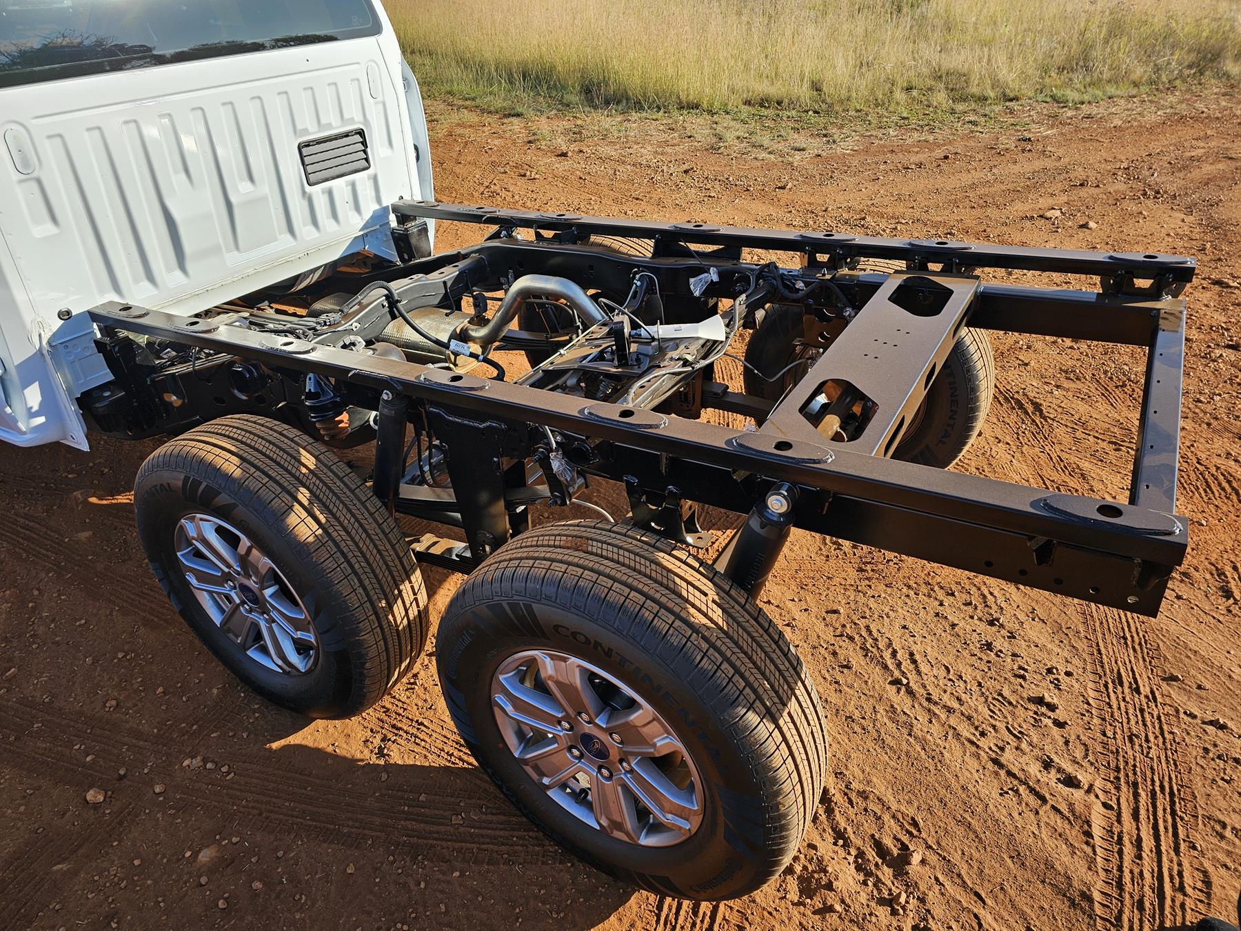 Ford Ranger six-wheel conversion rear view uncovered